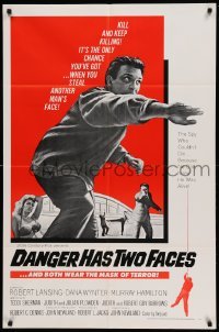 4j207 DANGER HAS TWO FACES 1sh '67 Robert Lansing couldn't die because he stole a dead man's face!