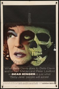 4j222 DEAD RINGER 1sh '64 creepy close up of skull & Bette Davis, who kills her own twin!
