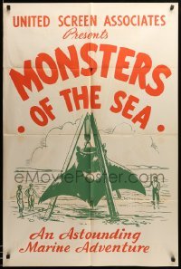 4j234 DEVIL MONSTER 1sh R30s Monsters of the Sea, cool artwork of giant manta ray!