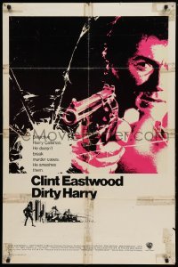 4j238 DIRTY HARRY int'l 1sh '71 art of Clint Eastwood pointing his .44 magnum, Don Siegel classic!