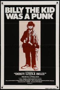4j239 DIRTY LITTLE BILLY 1sh '72 cool art of Michael J. Pollard as Billy the Kid!
