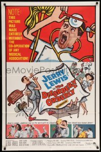 4j240 DISORDERLY ORDERLY 1sh '65 artwork of wackiest hospital nurse Jerry Lewis!