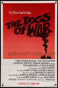 4j243 DOGS OF WAR advance 1sh '81 great artwork of Christopher Walken with really BIG gun!