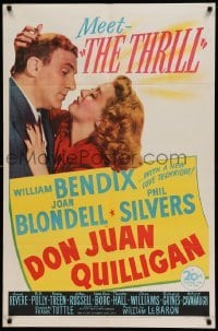 4j245 DON JUAN QUILLIGAN 1sh '45 William Bendix has a new love technique for Joan Blondell!