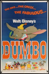 4j255 DUMBO 1sh R76 colorful art from Walt Disney circus elephant classic, the one and only!