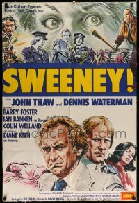 4j845 SWEENEY English 1sh '77 cool different crime artwork and eyes over topc ast!