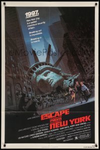 4j268 ESCAPE FROM NEW YORK NSS style 1sh '81 John Carpenter, decapitated Lady Liberty by Jackson!