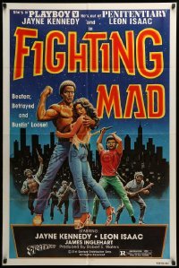 4j287 FIGHTING MAD 1sh '78 Leon & Jayne Kennedy, beaten, betrayed, and bustin' loose!