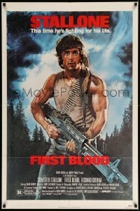 4j289 FIRST BLOOD 1sh '82 artwork of Sylvester Stallone as John Rambo by Drew Struzan!