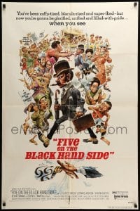 4j292 FIVE ON THE BLACK HAND SIDE 1sh '73 great Jack Davis artwork of entire cast!