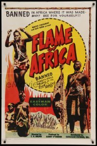 4j293 FLAME OF AFRICA 1sh '58 South African documentary, images of tribal people!