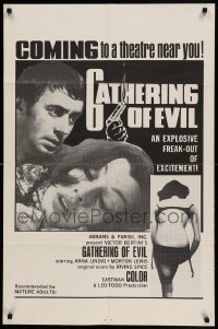 4j330 GATHERING OF EVIL advance 25x38 1sh '69 explosive freak-out of excitement for mature adults!
