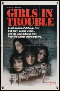 4j347 GIRLS IN TROUBLE 1sh '75 sexploitation, the shameful things that put them behind walls!