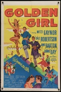 4j357 GOLDEN GIRL 1sh '51 art of sexy Mitzi Gaynor, Dale Robertson & Dennis Day!