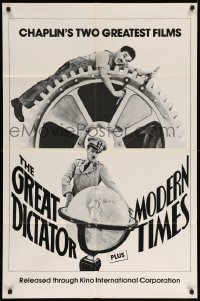 4j366 GREAT DICTATOR/MODERN TIMES 1sh '80s Charlie Chaplin double-feature, cool classic images!