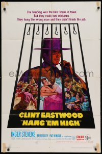 4j380 HANG 'EM HIGH 1sh '68 Clint Eastwood, they hung the wrong man & didn't finish the job!