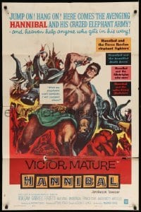 4j381 HANNIBAL 1sh '60 artwork of barechested warrior Victor Mature, Edgar Ulmer directed!