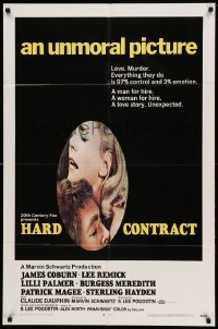 4j386 HARD CONTRACT int'l 1sh '69 sexy close up of James Coburn & Lee Remick in an unmoral picture!