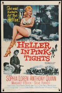 4j392 HELLER IN PINK TIGHTS 1sh '60 sexy blonde Sophia Loren, great gambling image!