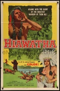 4j397 HIAWATHA 1sh '53 Vince Edwards is the greatest Native American Indian warrior of them all!