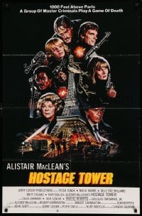 4j408 HOSTAGE TOWER int'l 26x39 1sh '80 Peter Fonda, Alistair McLean, Meyer art of Eiffel Tower!