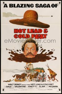 4j409 HOT LEAD & COLD FEET 1sh '78 Disney, wacky art of Don Knotts in mud from the neck down!