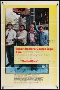 4j410 HOT ROCK 1sh '72 Robert Redford, George Segal, cool cast portrait on the street!