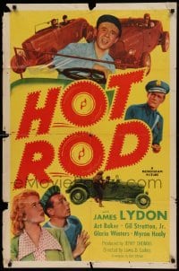 4j411 HOT ROD 1sh '50 Jimmy Lydon, cool hot rod car racing police chase artwork!