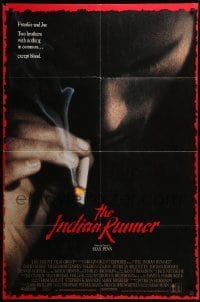 4j435 INDIAN RUNNER 1sh '91 directed by Sean Penn, cool close-up smoking image!