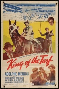 4j466 KING OF THE TURF 1sh R48 Adolphe Menjou, Dolores Costello & Roger Daniel, horse racing!