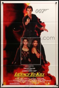 4j499 LICENCE TO KILL 1sh '89 Timothy Dalton as James Bond, sexy Carey Lowell & Talisa Soto!