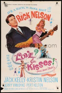 4j516 LOVE & KISSES 1sh '65 Ricky Nelson playing guitar, not rock & roll but Rick & roll!