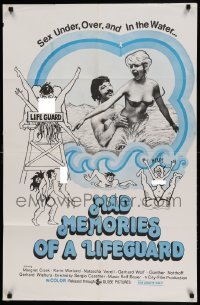 4j532 MAD MEMORIES OF A LIFEGUARD 25x38 1sh '73 wild images w/sexy naked Pia Trajun in water!