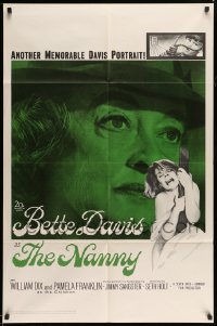 4j607 NANNY 1sh '65 creepy close up portrait of Bette Davis, Hammer horror!