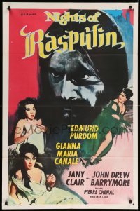 4j624 NIGHT THEY KILLED RASPUTIN int'l 1sh '62 art of crazy Edmund Purdom, Nights of Rasputin!