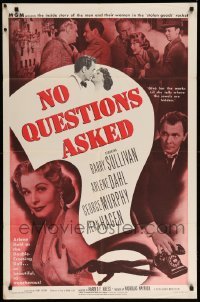 4j626 NO QUESTIONS ASKED 1sh '51 treacherous Arlene Dahl is a double-crossing doll, Barry Sullivan