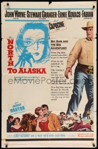 4j628 NORTH TO ALASKA 1sh '60 John Wayne & Capucine in a fun-filled adventure in the Yukon!