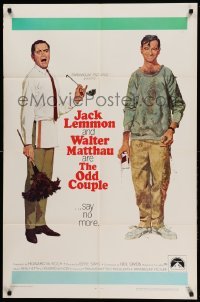 4j631 ODD COUPLE 1sh '68 art of best friends Walter Matthau & Jack Lemmon by Robert McGinnis!