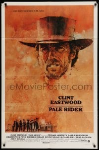 4j667 PALE RIDER int'l 1sh '85 great artwork of cowboy Clint Eastwood by C. Michael Dudash!
