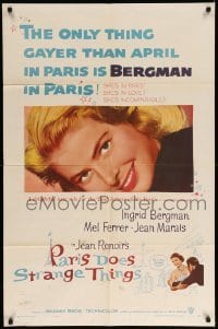 4j669 PARIS DOES STRANGE THINGS 1sh '57 Jean Renoir's Elena et les hommes, Ingrid Bergman!