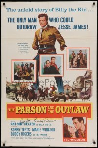 4j671 PARSON & THE OUTLAW signed 1sh '57 by Buddy Rogers, the untold story of Billy the Kid!