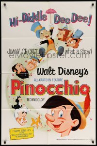 4j685 PINOCCHIO 1sh R71 Disney classic fantasy cartoon about a wooden boy who wants to be real!