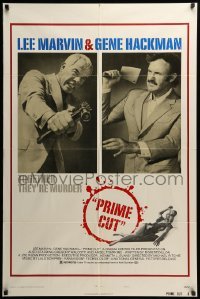 4j697 PRIME CUT style B 1sh '72 Lee Marvin w/machine gun, Gene Hackman w/cleaver!