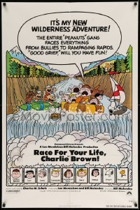 4j706 RACE FOR YOUR LIFE CHARLIE BROWN 1sh '77 Charles M. Schulz, art of Snoopy & Peanuts gang!