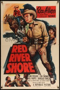 4j721 RED RIVER SHORE 1sh '53 cool full-length artwork of cowboy Rex Allen pointing gun!