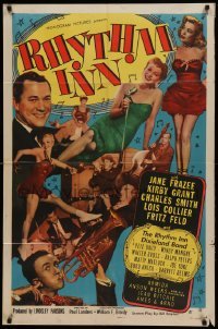 4j736 RHYTHM INN 1sh '51 Jane Frazee, Kirby Grant, The Rhythm Inn Dixieland Band, sexy showgirls!