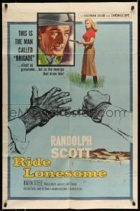 4j739 RIDE LONESOME 1sh '59 cowboy Randolph Scott, Karen Steele, directed by Budd Boetticher!