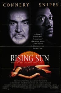 4j742 RISING SUN style B int'l DS 1sh '93 image of dead girl below Sean Connery & Wesley Snipes!