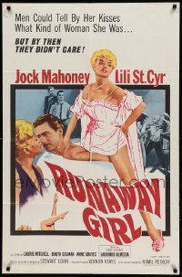 4j747 RUNAWAY GIRL 1sh '65 men could tell by her kisses what kind of woman Lili St. Cyr was!