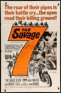 4j758 SAVAGE SEVEN 1sh '68 AIP, bad bikers, the open road their killing ground!